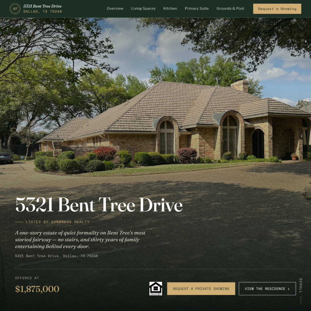 Screenshot of the 5321 Bent Tree Drive homepage